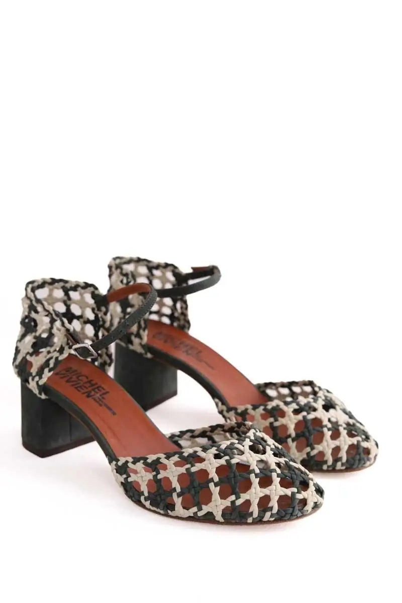 Talons Michel Vivien Vert en Cuir
