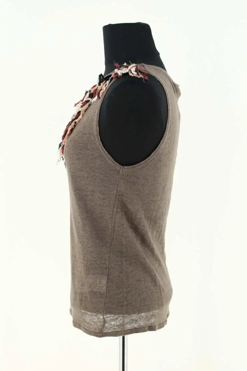 Top sans manche Maje Kaki en Lin