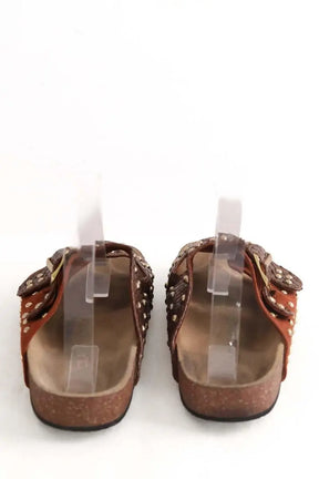 Mules Claris Virot Odette Marron en Cuirs exotiques