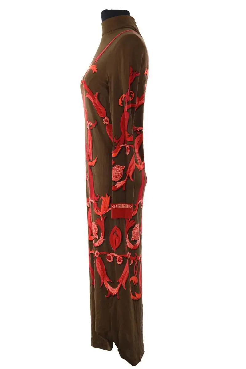 Robe Hermès Kaki en Soie