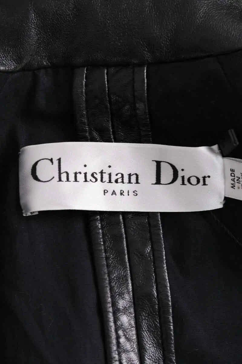 Manteau Dior Noir en Cuir