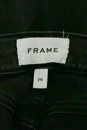 Jean slim Frame Le Garçcon Crop Noir en Coton