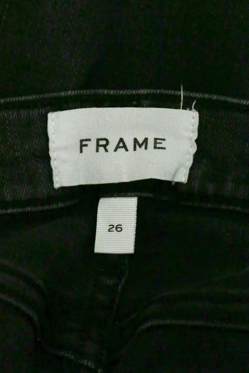 Jean slim Frame Le Garçcon Crop Noir en Coton