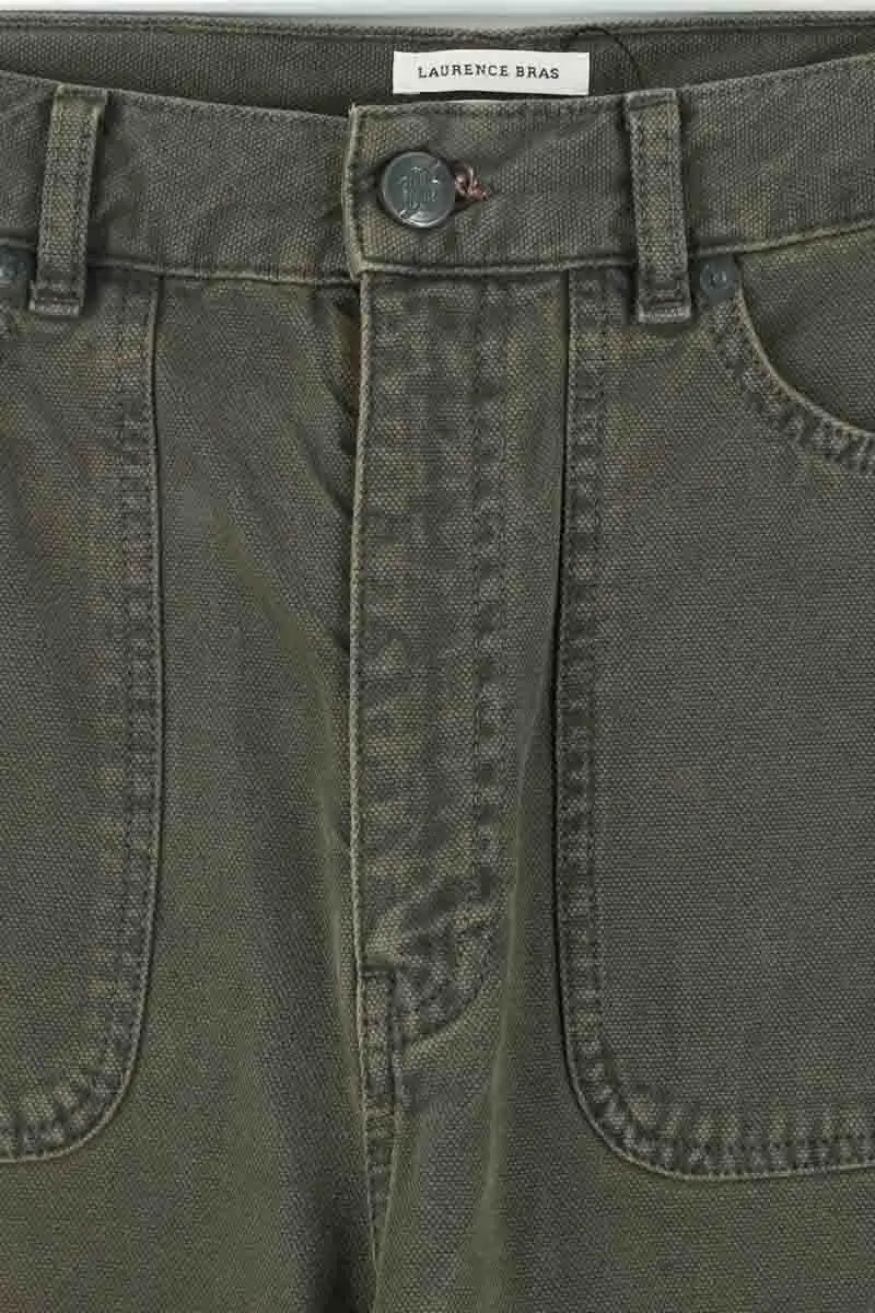 Pantalon droit Laurence Bras Kaki en Coton