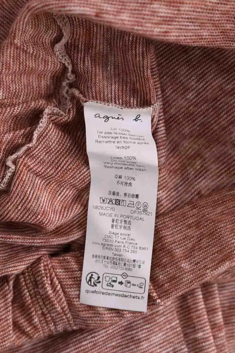 Pantalon droit Agnès B. Beige en Lin