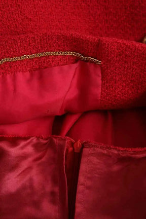 Ensemble veste et jupe Chanel Rouge en Tweed