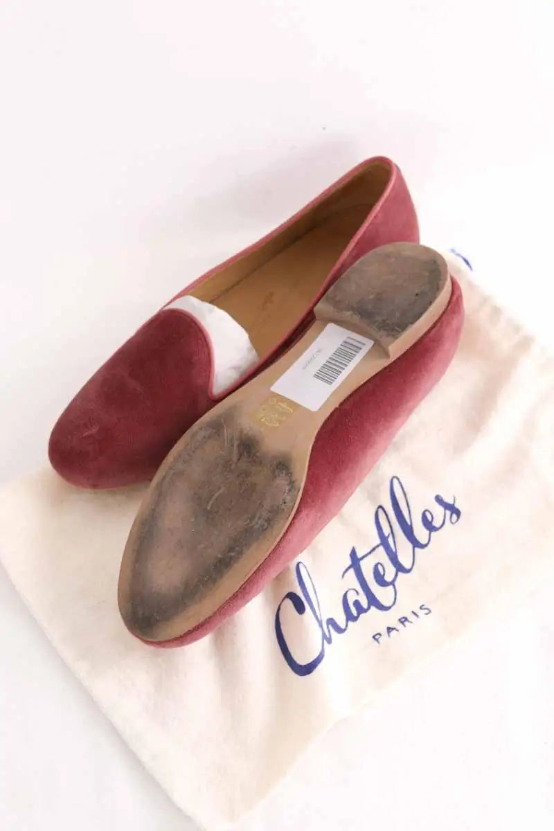 Mocassins Chatelles Rose en Velours