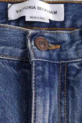 Jean droit Victoria Beckham Bleu en Coton