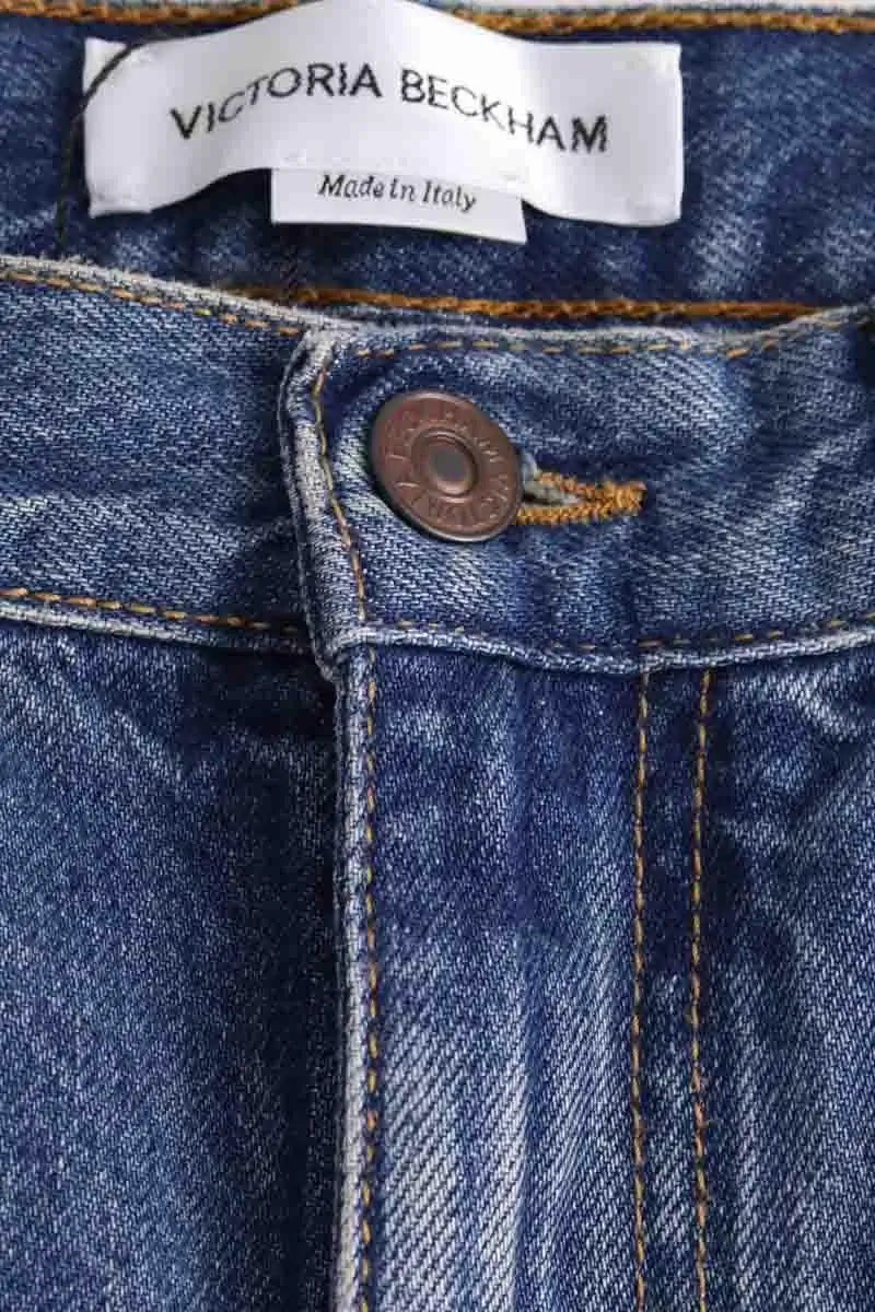Jean droit Victoria Beckham Bleu en Coton