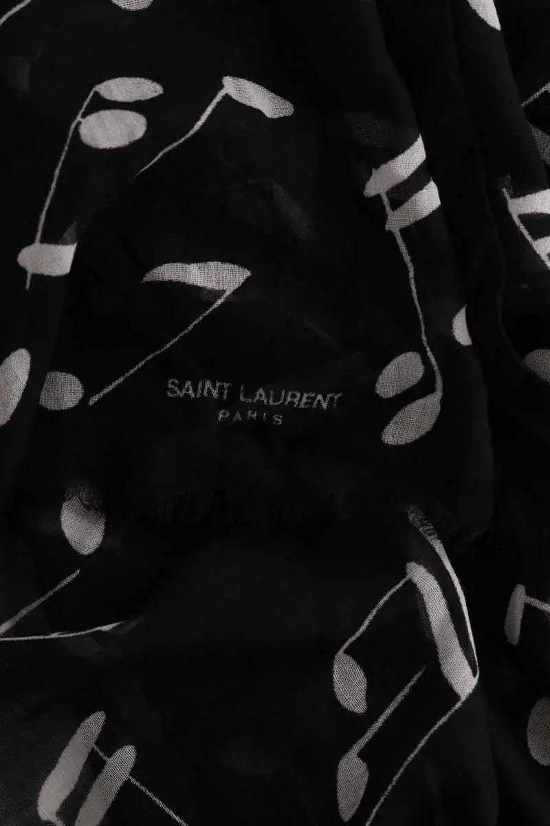 Étole Saint Laurent Noir en Soie