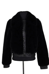 Veste Sandro Noir en Cuir, taille XS - Seconde Main