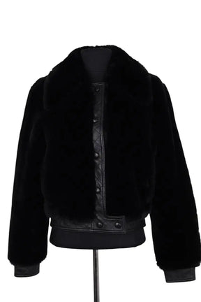 Veste Sandro Noir en Cuir, taille XS - Seconde Main