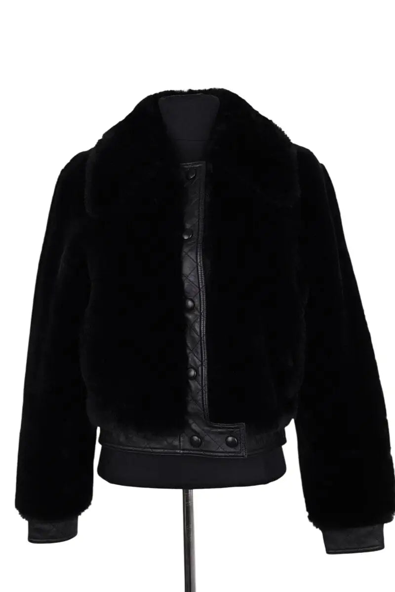 Veste Sandro Noir en Cuir, taille XS - Seconde Main
