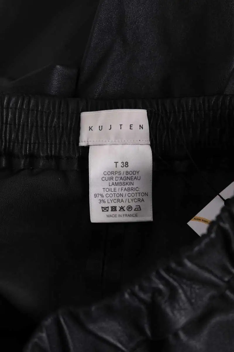 Pantalon slim Kujten Noir en Cuir