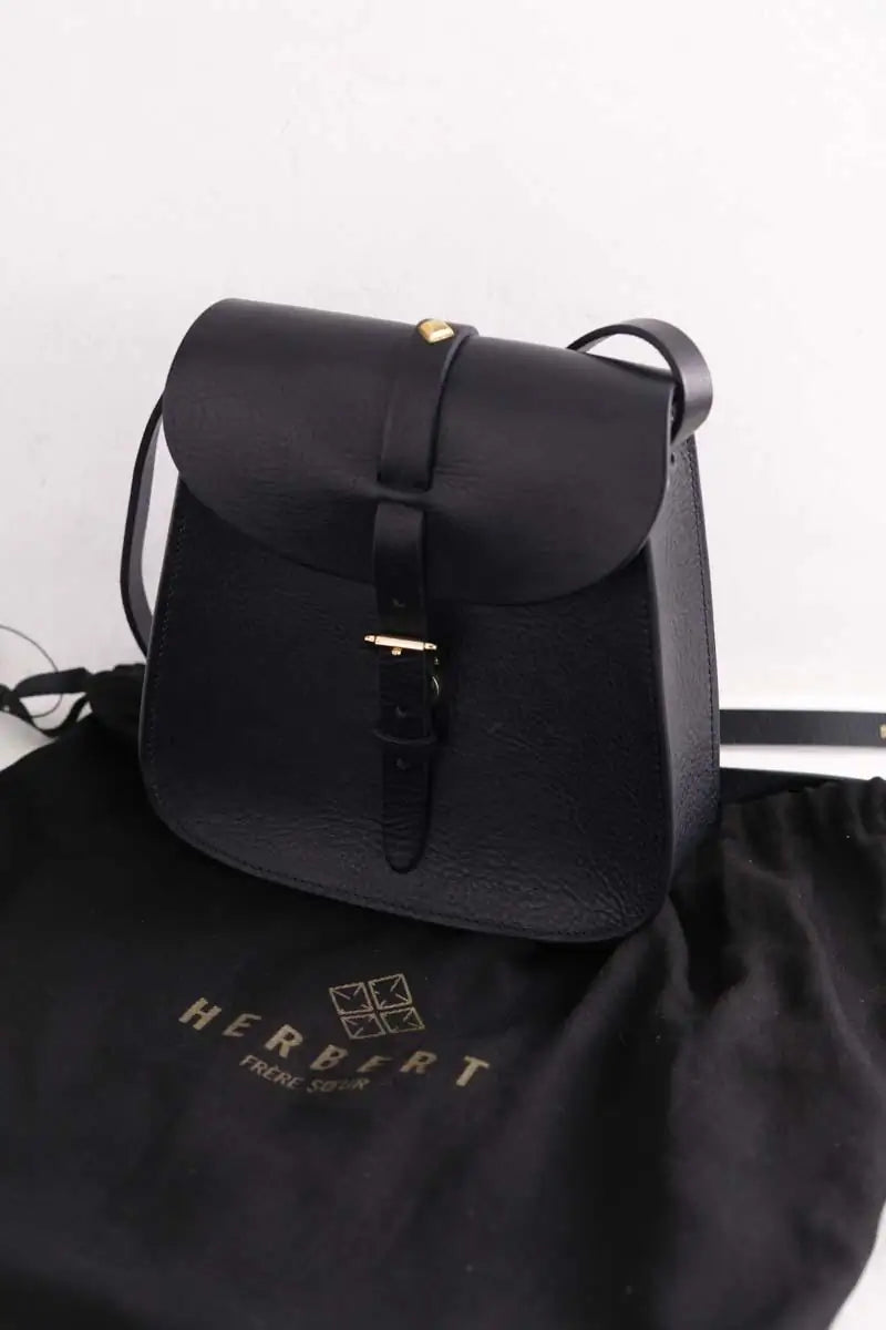 Sac à bandoulière Herbert Frère Soeur Noir en Cuir