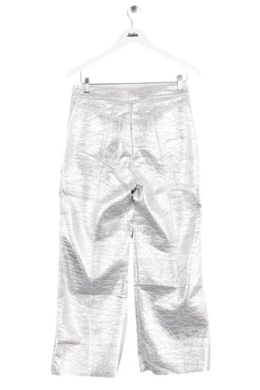 Pantalon droit Manoush Pant vinyl basic Argent en Synthétique