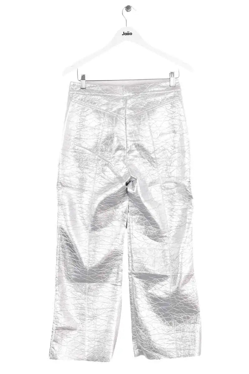 Pantalon droit Manoush Pant vinyl basic Argent en Synthétique