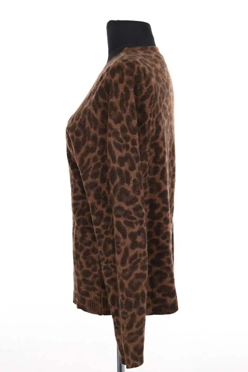 Pull à motif léopard Kujten Marron en Cachemire