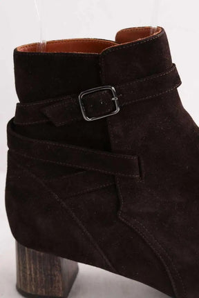 Boots à boucles Michel Vivien Marron en Daim