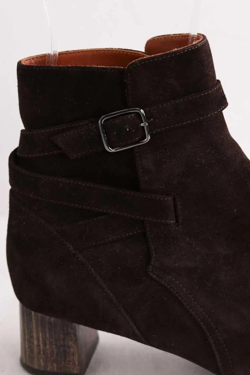 Boots à boucles Michel Vivien Marron en Daim