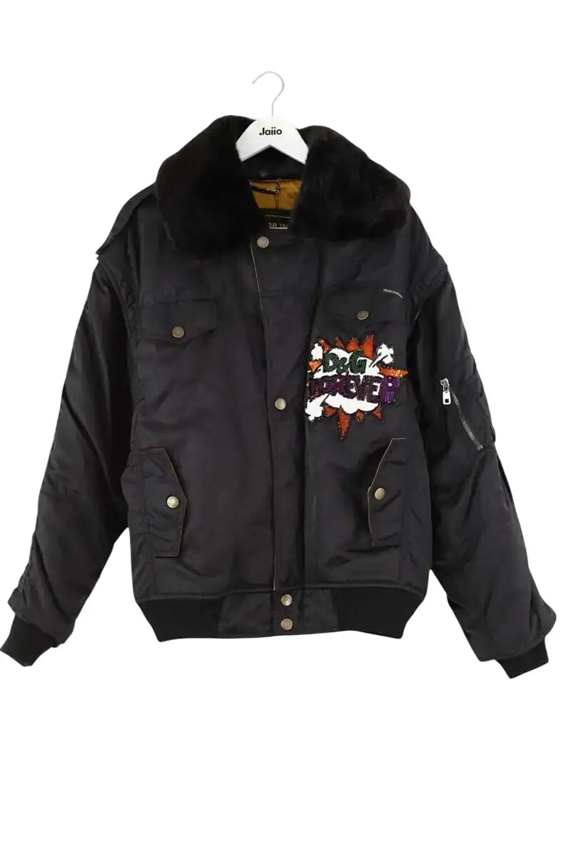 Blouson Dolce & Gabbana Je suis la reine de mon gilet de sauvetage Noir en Polyester, taille L - Seconde Main
