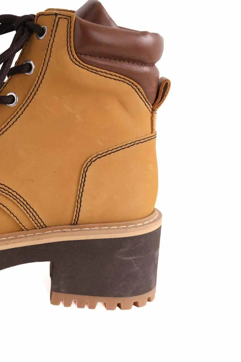 Boots à lacets Maje Camel en Cuir