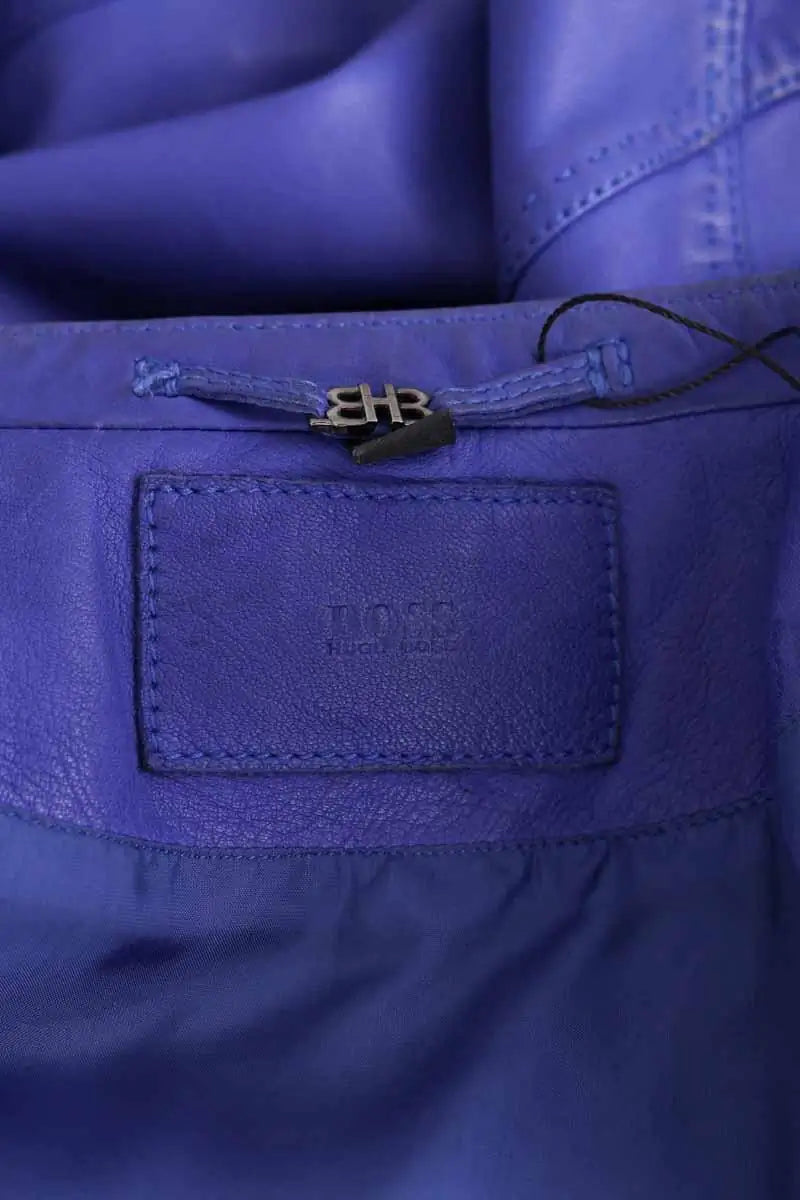 Blouson Boss Bleu en Cuir