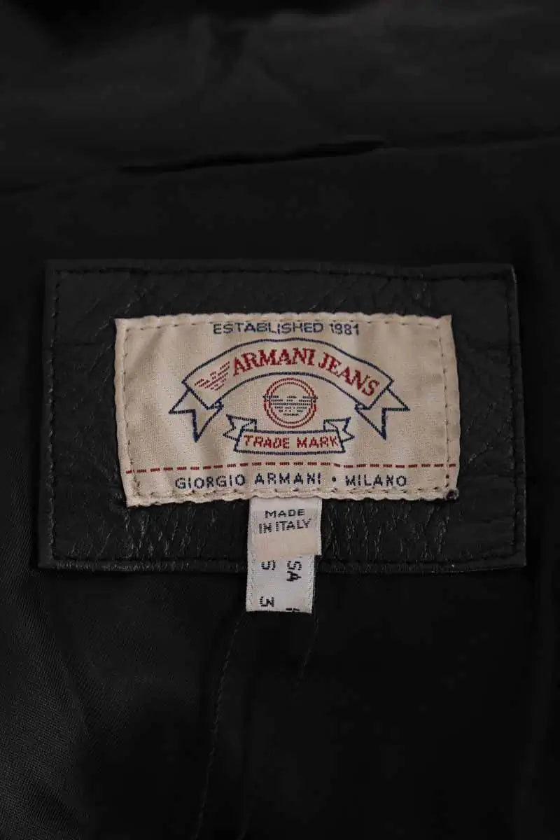Manteau Armani Jeans Noir en Cuir