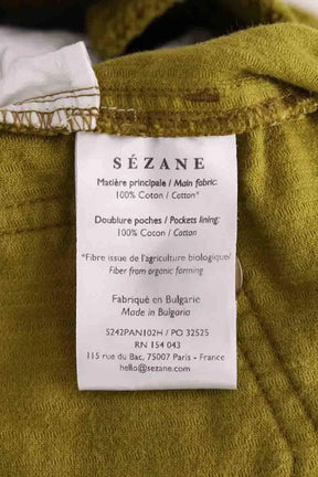 Pantalon droit Sézane Kaki en Coton