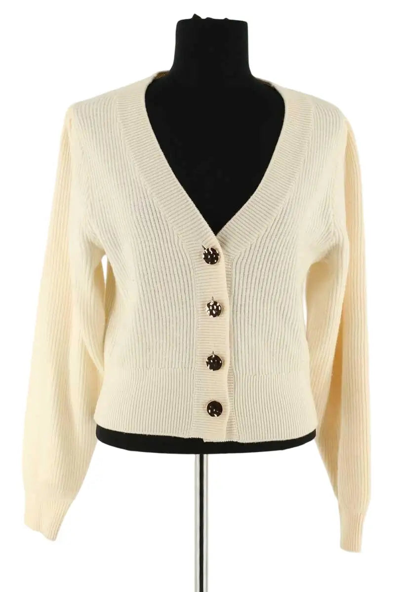 Cardigan The Kooples Ecru en Laine, taille S - Seconde Main