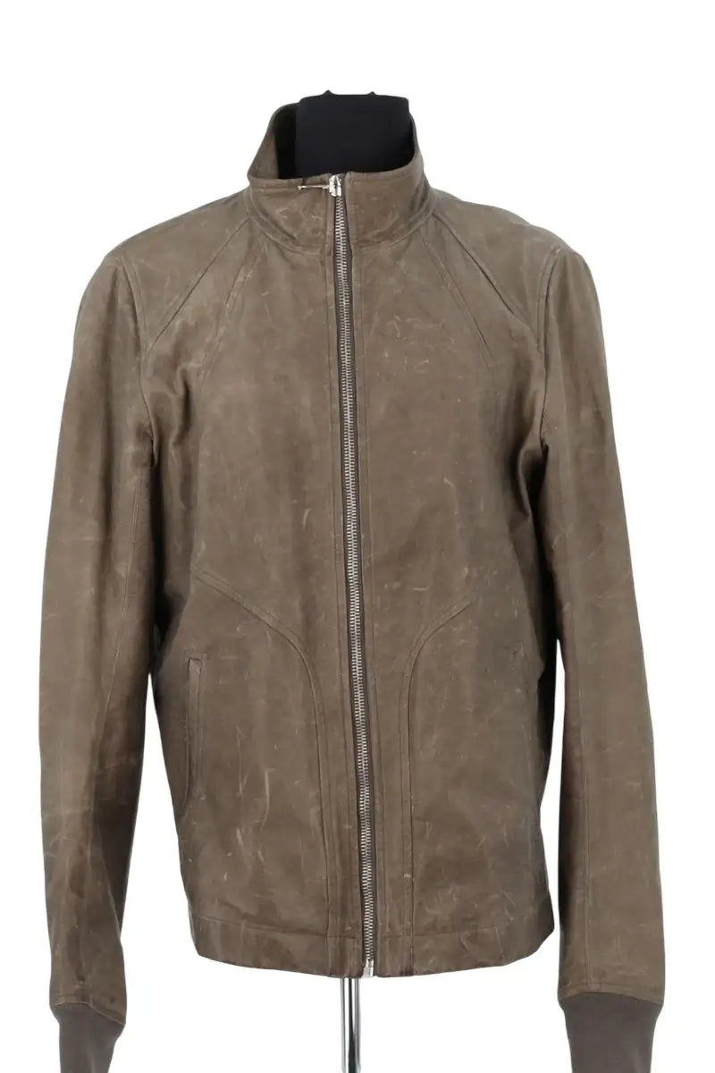 Blouson Rick Owens Kaki en Cuir, taille L - Seconde Main