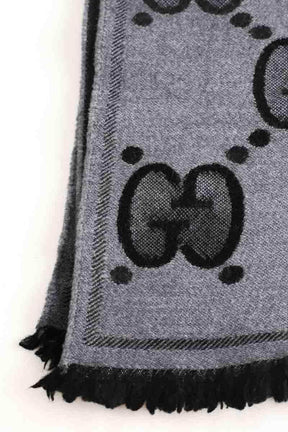 Foulard Gucci Foulard en jacquard de laine et soie GG Anthracite en Laine