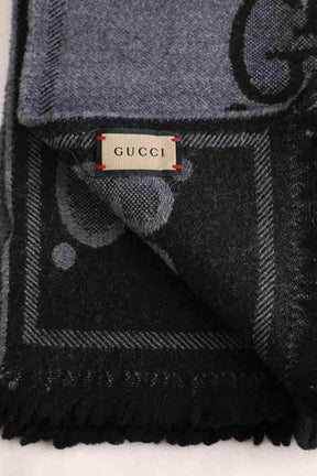 Foulard Gucci Foulard en jacquard de laine et soie GG Anthracite en Laine