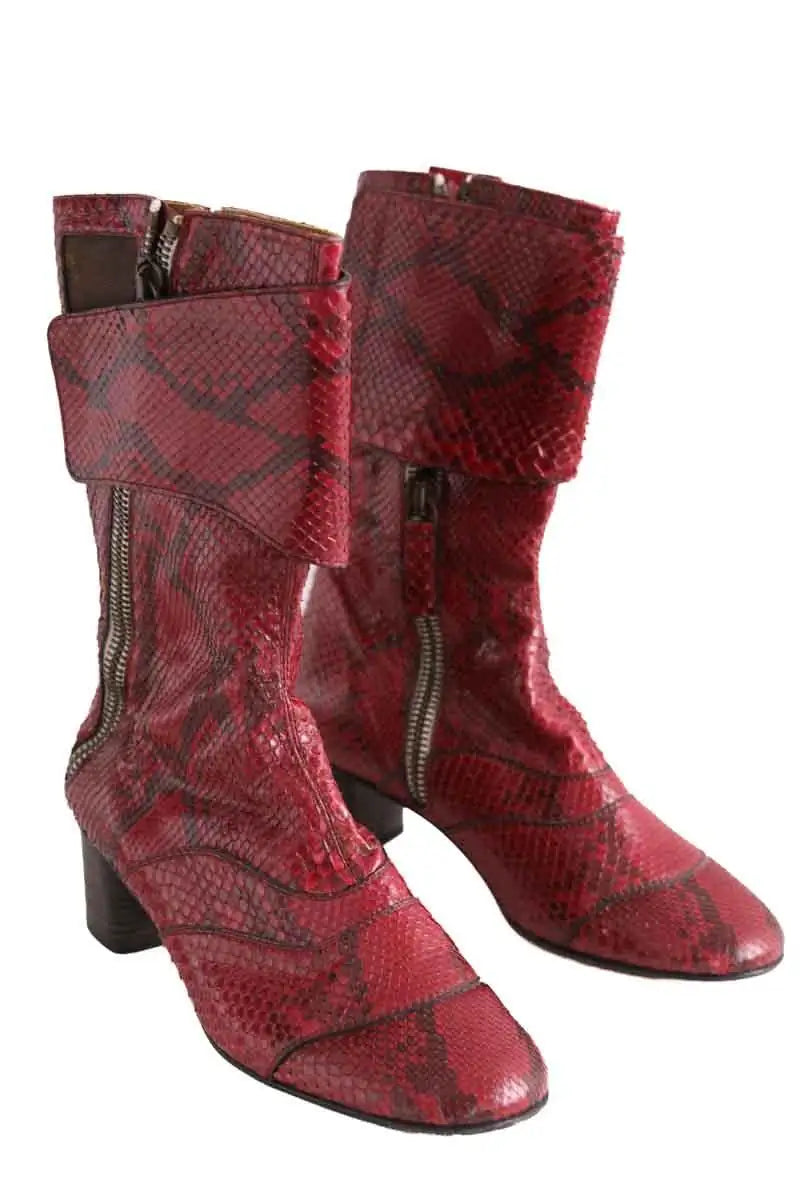 Boots Chloé Bordeaux en Cuirs exotiques