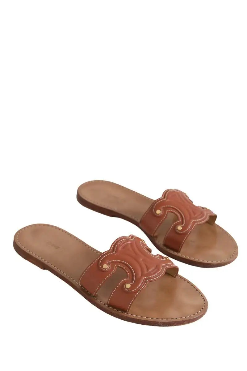 Mules Celine Marina Marron en Cuir