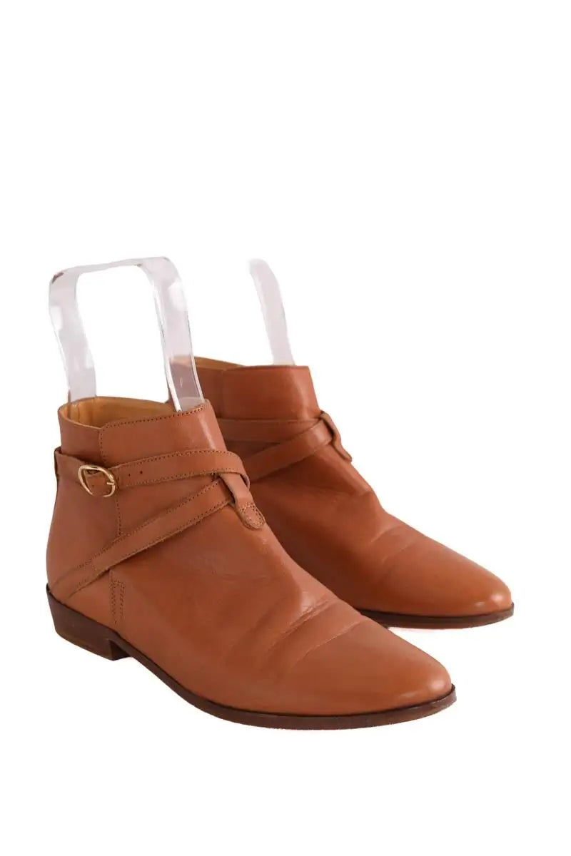 Boots à boucles Sézane Camel en Cuir