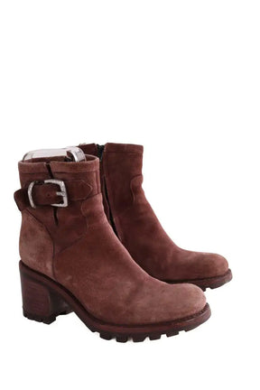 Boots à boucles Free Lance Bordeaux en Daim