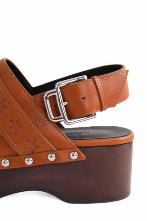 Mules Hippie Hermès HIPPIE Camel en Cuir
