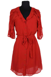 Robe Sézane Rouge en Soie, taille XS - Seconde Main