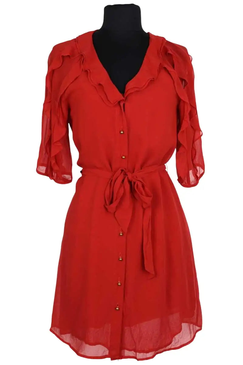 Robe Sézane Rouge en Soie, taille XS - Seconde Main