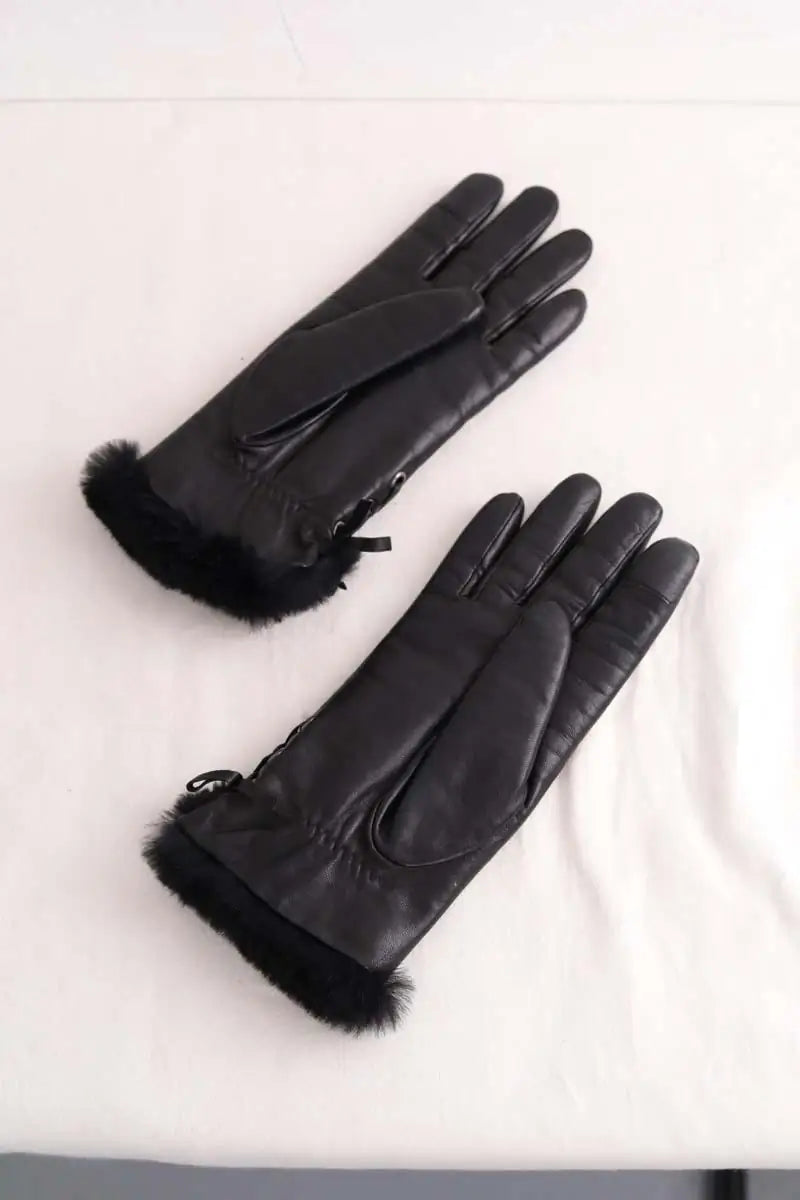 Gants Agnelle Noir en Cuir