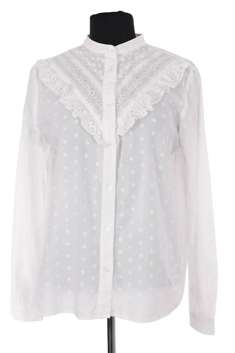 Blouse Sézane Blanc en Coton, taille M - Seconde Main