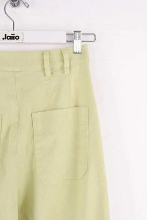 Pantalon droit Momoni Vert en Lin