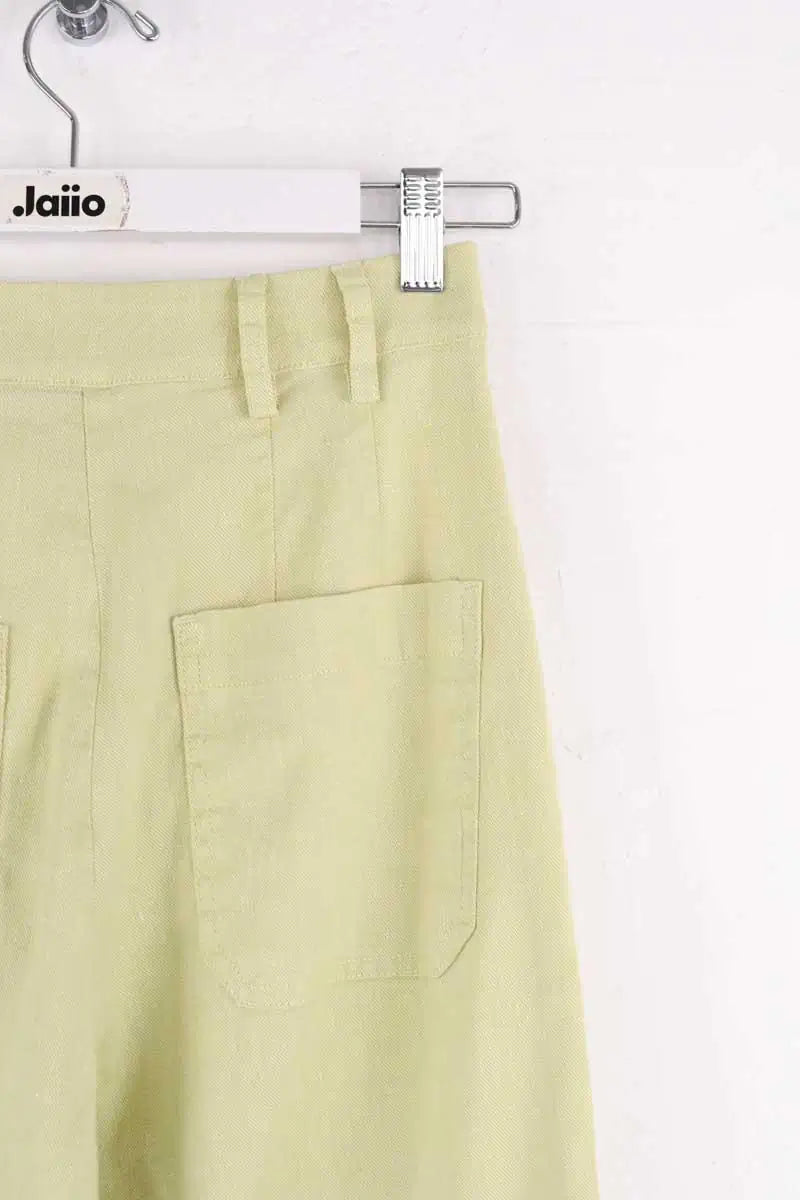 Pantalon droit Momoni Vert en Lin