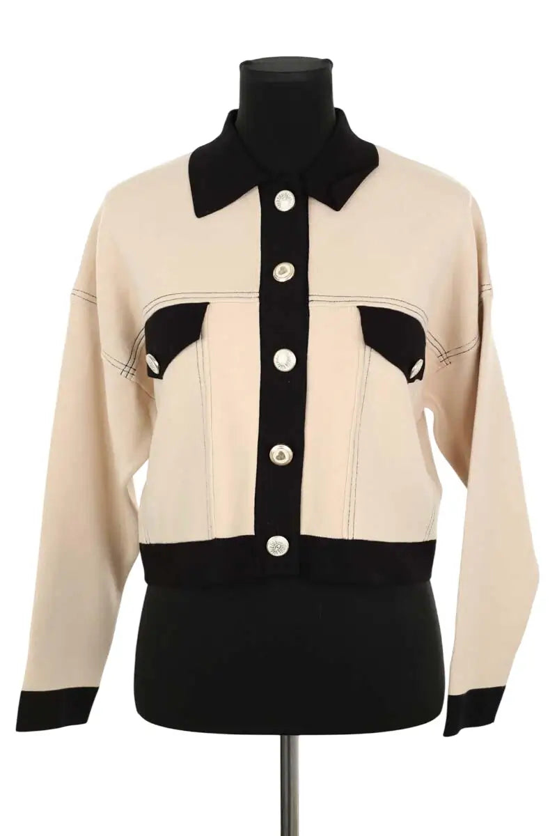 Gilet Sandro Cher Beige en Viscose, taille S - Seconde Main