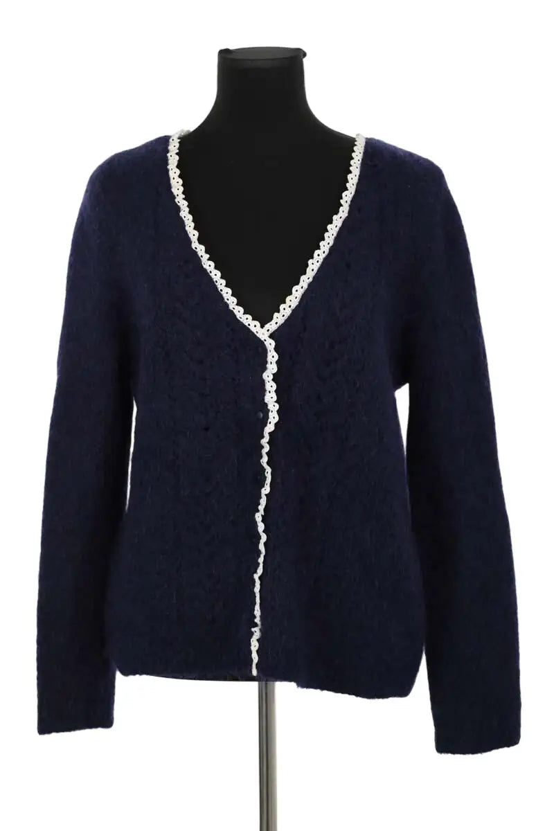 Gilet Sézane Marine en Laine, taille L - Seconde Main