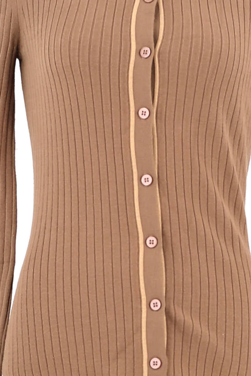 Gilet Tresse Marron en Viscose