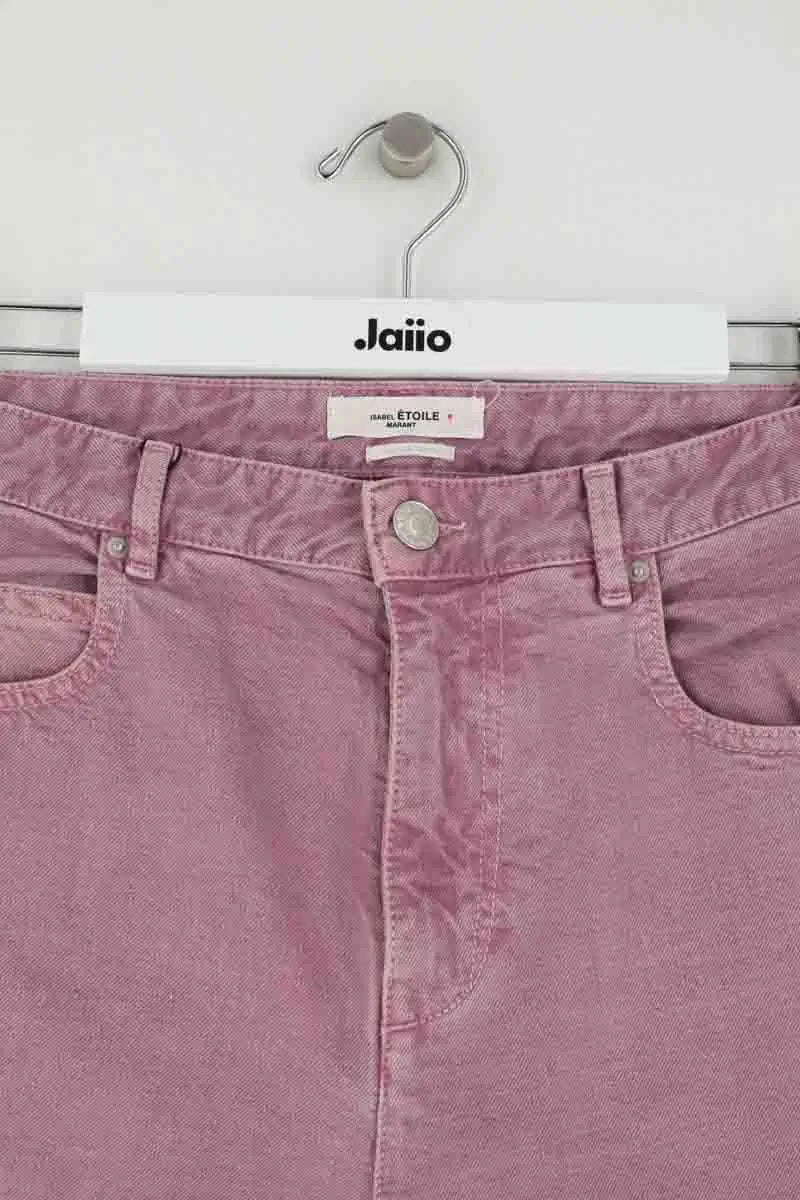 Jean droit Isabel Marant Étoile Lanea Rose en Coton