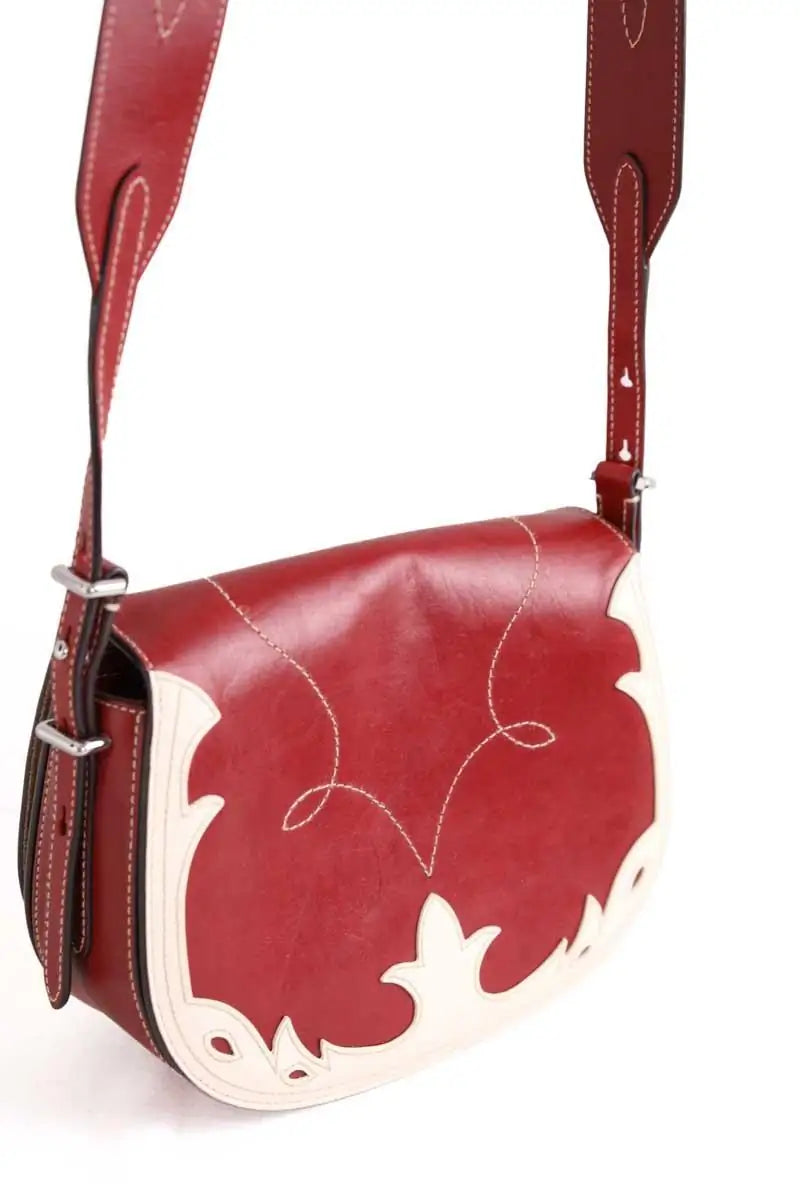 Sac à bandoulière Ralph Lauren Polo ID western saddle bag Bordeaux en Cuir