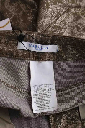 Pantalon droit Marella Kaki en Coton